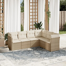 vidaXL Salon de jardin avec coussins 6 pcs beige résine tressée 