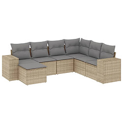 vidaXL Salon de jardin avec coussins 7 pcs beige résine tressée