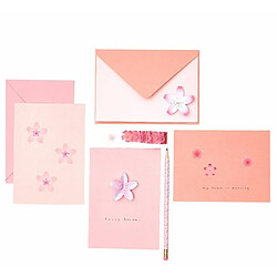 Rico 12 cartes et enveloppes roses Sakura B6