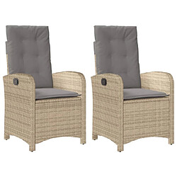 Maison Chic lot de 2 Chaises inclinables et coussins | chaises Relax d'extérieur jardin résine tressée -GKD48262