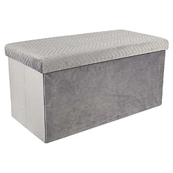 The Home Deco Factory Banc coffre pliable en velours Zig zag gris.