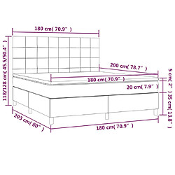 vidaXL Sommier à lattes de lit et matelas et LED Gris foncé 180x200 cm pas cher