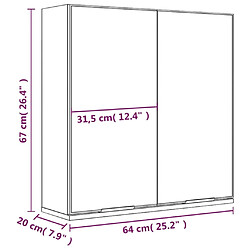 Helloshop26 Armoire à miroir de salle de bain 64 x 20 x 67 cm chêne fumé 02_0006723 pas cher