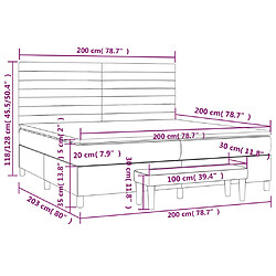 Acheter vidaXL Sommier à lattes de lit avec matelas Gris clair 200x200cm Tissu