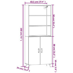 vidaXL Buffet haut Sonoma gris 69,5x34x180 cm Bois d'ingénierie pas cher