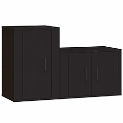 Maison Chic Ensemble de meubles TV 2 pcs pour salon - noir bois d'ingénierie -MN89441