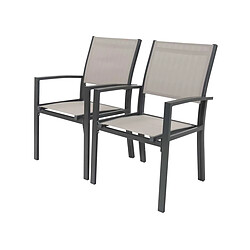 Habitat Et Jardin Fauteuil jardin Alu/Textilène Tropic - Phoenix - Taupe - Lot de 2 