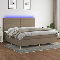 vidaXL Sommier à lattes de lit et matelas et LED Taupe 200x200cm Tissu