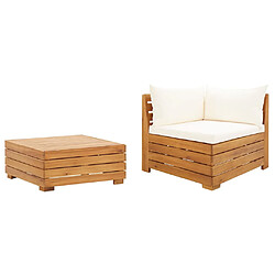 vidaXL Salon de jardin 2 pcs avec coussins Bois d'acacia solide