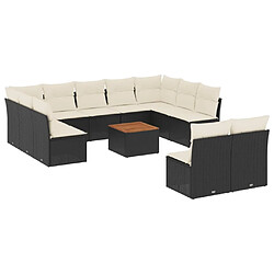 Maison Chic Salon de jardin 12 pcs avec coussins, Ensemble Tables et chaises d'extérieur noir résine tressée -GKD961400