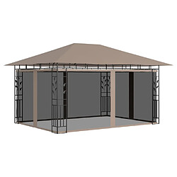 vidaXL Belvédère avec moustiquaire 4x3x2,73 m Taupe 180 g/m²