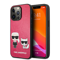 Karl Lagerfeld Coque pour iPhone 13 Pro - arrière rigide Karl & Choupette Fuchsia 