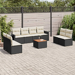 vidaXL Salon de jardin 9 pcs avec coussins noir résine tressée 