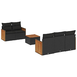 vidaXL Salon de jardin 6 pcs avec coussins noir résine tressée