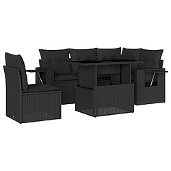 vidaXL Salon de jardin 6 pcs avec coussins noir résine tressée