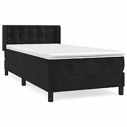 Maison Chic Lit adulte- Lit + matelas,Sommier à lattes de lit avec matelas Noir 90x200 cm Velours -GKD93964