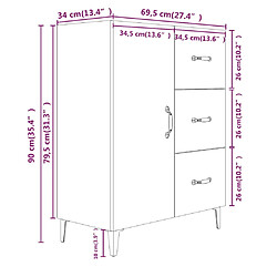 vidaXL Buffet chêne marron 69,5x34x90 cm bois d'ingénierie pas cher