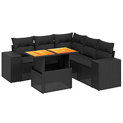 Maison Chic Ensemble Tables et chaises d'extérieur 6pcs avec coussins,Salon de jardin noir résine tressée -GKD905320