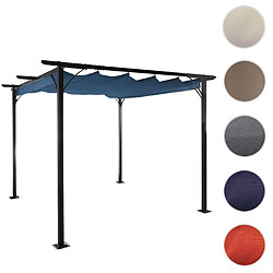 Mendler Pergola HWC-C42, pavillon de jardin, cadre stable à 6 cm + toit ouvrant ~ 3x3m bleu