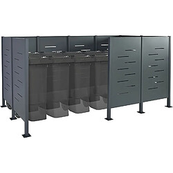 Decoshop26 Abri de poubelles extérieur conteneurs à ordures 151x326x166 en métal anthracite avec dispositif pour ancrage béton 04_0003691