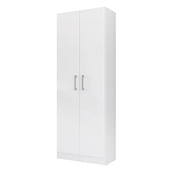 Pegane Armoire, placard de rangement avec 2 portes coloris blanc - longueur 61 x profondeur 32 x hauteur 170 cm 