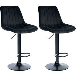 Non Lot de 2 tabourets de bar Toni velours noir 