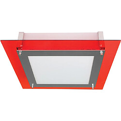 MICAELA Plafond petit carré 4xE27 L.35xL.35xH8.5cm Rouge