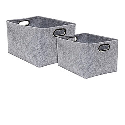 Toilinux Lot de 2 Paniers de rangement rectangulaires en Polyester - Gris Toilinux - Lot de 2 Paniers de rangement rectangulaires en Polyester - Gris - Moderne