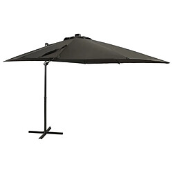 vidaXL Parasol de jardin en porte-à-faux avec mât et lumières LED 