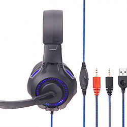 General Casque de jeu stéréo Pro à suppression de bruit sur l'oreille avec micro, basses surround, microphone omnidirectionnel à suppression de bruit, cache-oreilles à mémoire douce pour ordinateur portable Mac(bleu Noir) 