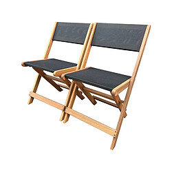 Habitat Et Jardin Chaise pliante en bois exotique Seoul - Maple - Noir - Lot de 2