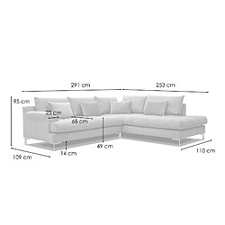 Acheter Courtois Laville Canapé d'angle droit 5 places tissu graphite et marron - BERRY