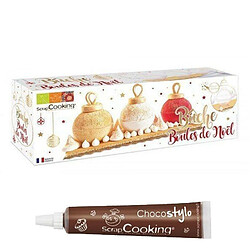 Scrapcooking Moule à bûche Boules de Noël + 1 Stylo chocolat