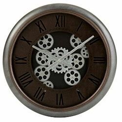 Paris Prix Horloge Murale Ronde Engrenage 52cm Marron & Argent