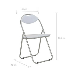 vidaXL Chaises pliantes à manger lot de 2 blanc similicuir pas cher