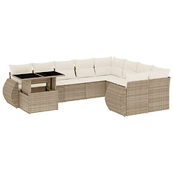 vidaXL Salon de jardin avec coussins 10 pcs beige résine tressée