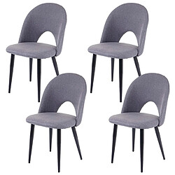 Decoshop26 4x chaises de salle à manger cuisine, tissu / textile gris foncé pieds en métal 04_0000579