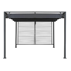 Pegane Pergola de jardin en acier et polyester coloris gris - Longueur 300 x largeur 300 x hauteur 230 cm 