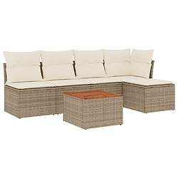 vidaXL Salon de jardin avec coussins 6 pcs beige résine tressée