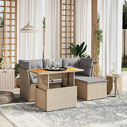 vidaXL Salon de jardin avec coussins 6 pcs beige résine tressée 