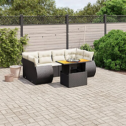 Maison Chic Ensemble Tables et chaises d'extérieur 7pcs avec coussins,Salon de jardin noir résine tressée -GKD335794