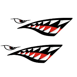 Set de 2pcs Autocollants de Décalcomanie Motif Bouche de Requin Pour Kayak, Canoë, Bateau de Pêche