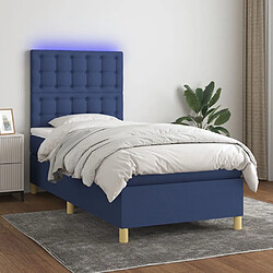 Sommier à lattes,Cadre à lattes de lit et matelas et LED pour Adulte Bleu 100x200 cm Tissu -MN65606