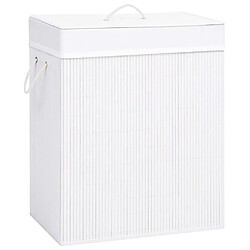 vidaXL Panier à linge avec 2 sections bambou blanc 100 L