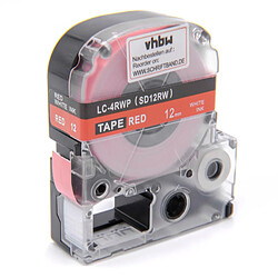 vhbw cassette à bande cartouche 12mm blanc sur rouge pour imprimante d´étiquette Epson LabelWorks LW-1000P, LW-600P remplace LC-4RWP, SD12RW. 