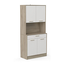 Avis Pegane Buffet de cuisine coloris chêne kronberg, Blanc - Longueur 83,3 x Hauteur 176,1 x Profondeur 40 cm