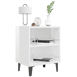 Avis Maison Chic Table de chevet avec pieds en métal, Table basse blanc brillant 40x30x50 cm