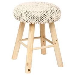 Atmosphera, Createur D'Interieur Tabouret assise tricot Suzette - H. 43 cm - Beige Atmosphera - Tabouret assise tricot Suzette - H. 43 cm - Beige - Scandinave