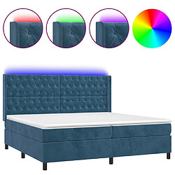 Maison Chic Lit adulte- Lit + matelas + LED,Sommier à lattes de lit matelas et LED Bleu foncé 200x200 cm -GKD57282