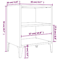 vidaXL Tables de chevet pieds en métal 2 pcs chêne marron 40x30x50 cm pas cher